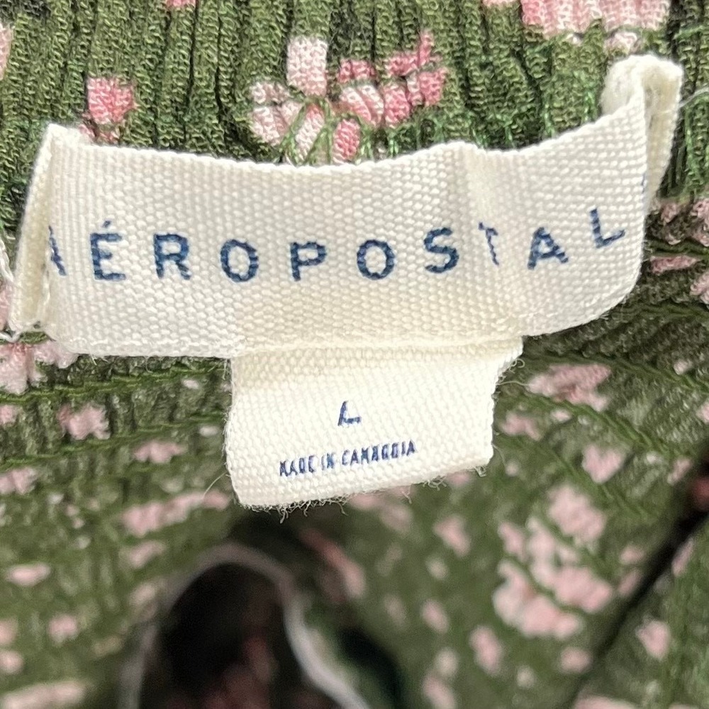 Aeropostle Floral Dress Green Size L Smocked Coquette Cottagecore Milkmaid - Picture 6 of 10
